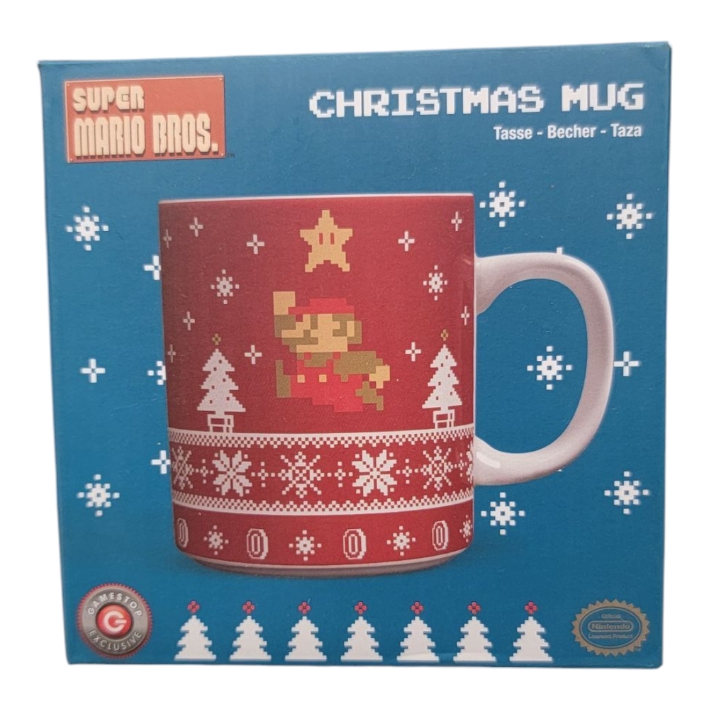 Nintendo Super Mario Bros Christmas Mug Kids Red New 8-Bit Pixel Art GameStop